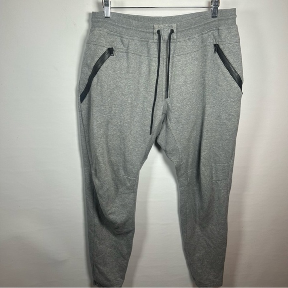 Adidas Gray Jogger Pants with Black Zipper Pockets